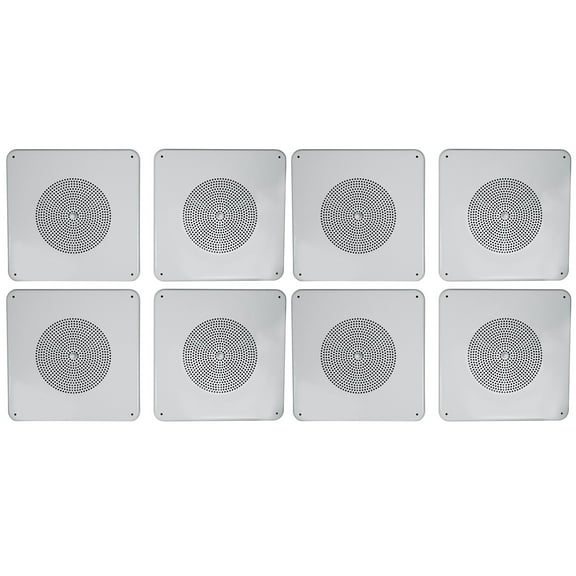 (8) Rockville MS81 Metal 8" 70v Commercial Background Music PA Ceiling Speakers