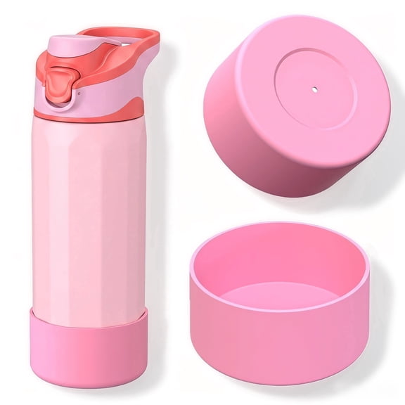 4-Pack Silicone Water Bottle Boot for Owala FreeSip 40oz, Anti-Slip Protective Bottom Sleeve Bumper Cover, Light Pink