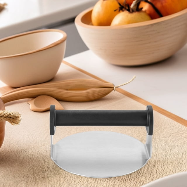 PAMINGONO Presse à Galettes Polyvalente en Acier Inoxydable, Presse Manuelle pour Burger pour Cuisine et Bbq Extérieur