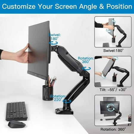 Single Monitor Mount Articulating Gas, Articulating Computer Monitor Arm