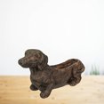 thumbnail image 3 of Resin Distressed Rustic Brown Finish Dachshund Dog Indoor Outdoor Planter Plant Pot, 3 of 5
