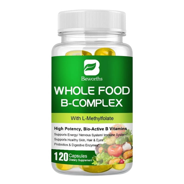 Complejo de vitamina B: B1, B2, B3, B5, B6, B7, B12, integral para el estrés, la energía y el apoyo inmunológico. Sin OGM.