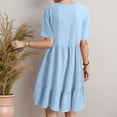 thumbnail image 5 of vigerkar Women's Summer Empire Waist Dress Smocked Flutter Short Sleeve V Neck Midi Dresses 2025 New Light Blue, L, 5 of 7
