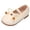 Beige, variant on Girls Mary Jane Shoes Beaded Bow Flat Soft Sole Elastic Strap Close Toe Solid Color Casual Dressy Princess Shoes