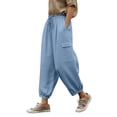 thumbnail image 2 of Qulqfy Womens Capri Pants Hiking Blue Jogger Cargo Stretch Capris High Waisted Summer Pants Women's Pants XXL, 2 of 8