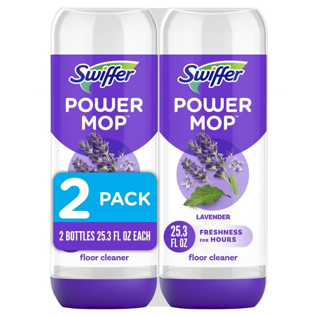 Double pack of Swiffer Power Mop floor cleaner with lavender scent, each bottle contains 25.3 fluid ounces