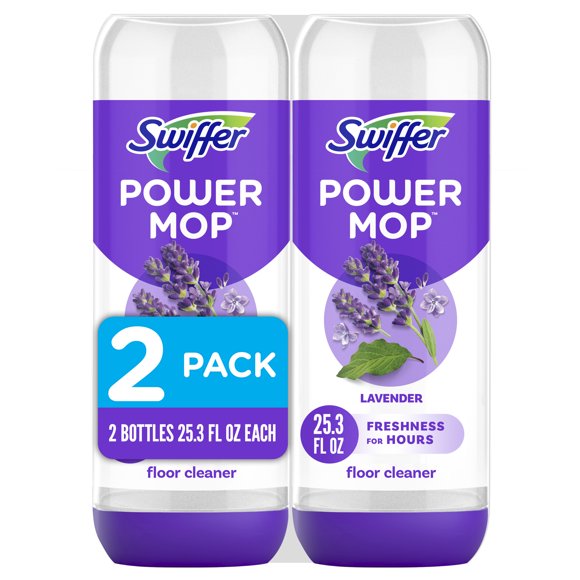 Swiffer PowerMop Solution Nettoyante pour Planchers au Parfum de Lavande, Lot de 2