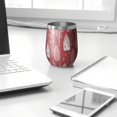 thumbnail image 3 of 12oz Stemless Wine Tumblers Red Christmas Village Pattern Vacuum Insulated Stainless Steel Travel Tumbler Cups Mug with Lid and Straw for Champaign,Cocktail,Beer with Cleaning Brush, 3 of 5