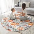thumbnail image 3 of Fall Pumpkins and Leaves Pattern Round Blanket,Comfortable Soft Flannel Throw Blanket,All Season,Warm Lightweight Blankets for Sofa Bed Couch Living Room Chair 60"x60", 3 of 5
