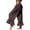 Coffee, variant on Women's Linen Wide Leg Pants Casual Cropped Crinkle Design with Drawstring Waist and Loose Fit Ruffled Hem Trousers for Everyday Wear Black L