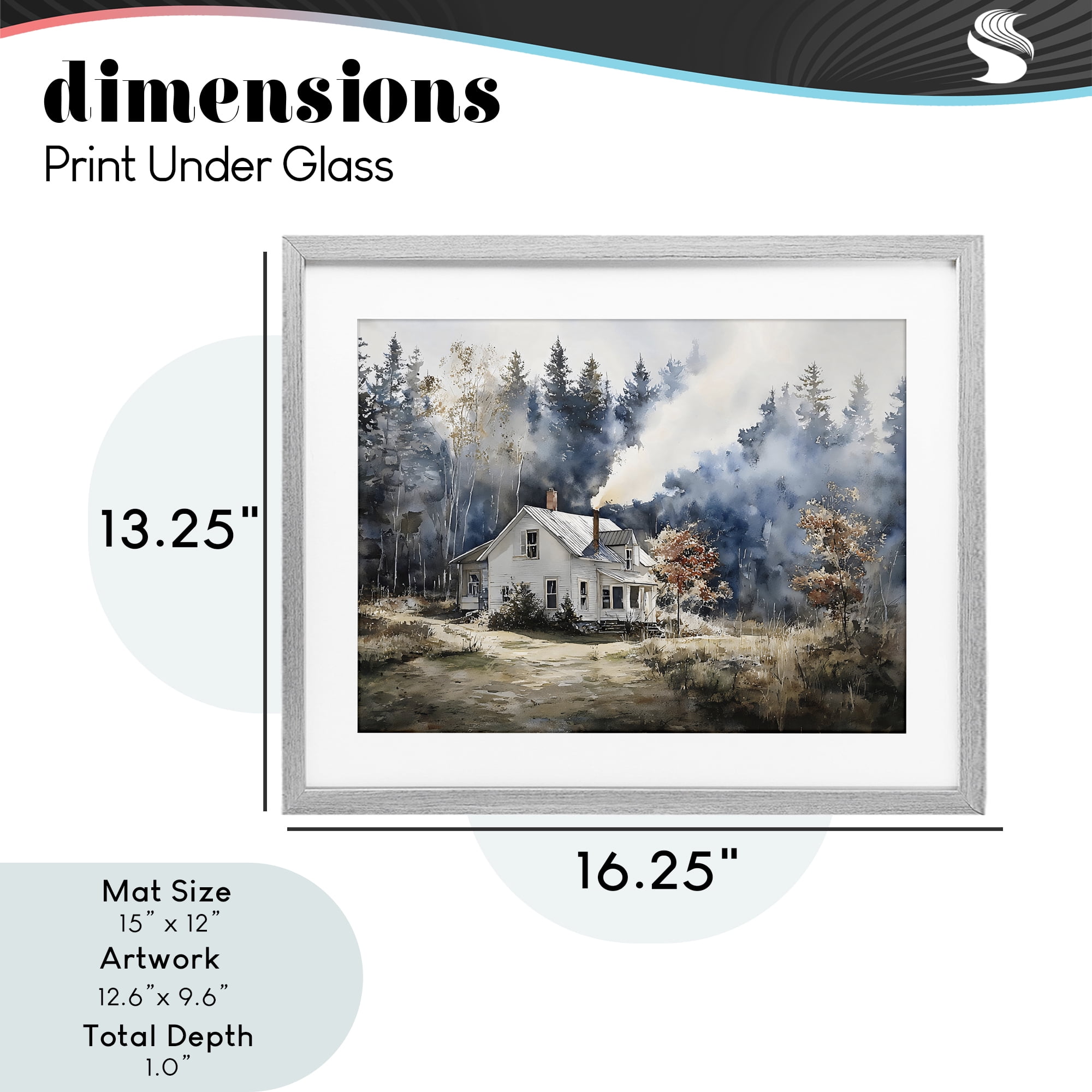 Stupell Industries Indigo Smoke at Woodland Cottage Gray Framed Print Under Glass, design by Franklyn Gregory