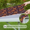 thumbnail image 6 of Spooky season elasticized table cover perfect for 34x34 inch square tables, features stretch-to-fit design with Halloween pumpkin and ghost decorations, 6 of 6