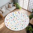 thumbnail image 3 of 8ft Round Rug, Colorful Polka Dot Non-Skid Rubber Backing Large Area Rugs - Living Room Bedroom Home Office, Rainbow Point Vibrant Indoor Floor Mat Carpets Washable Rug, 3 of 9