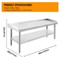 thumbnail image 7 of Kojooin Stainless Steel Grill Stand Table,48"x28",1500 Lbs Load Rating,Antimicrobial Surface,3" Curved Edge & Locking Casters,Commercial Kitchen Equipment, 7 of 7