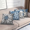 thumbnail image 5 of DaShan Blue Throw Pillow Covers 18x18 Set of 4,Blue and Grey Floral Decorative Pillow Cases for Bedroom Sofa Couch, 5 of 6