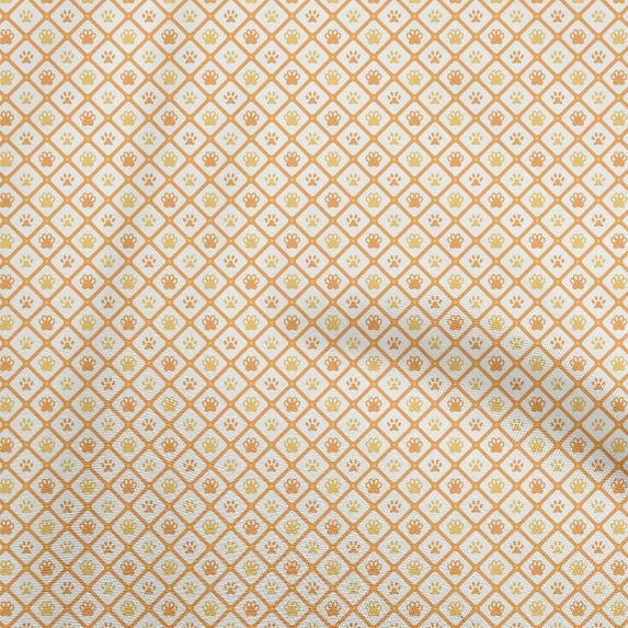 oneOone Silk Tabby Mustard Yellow Fabric Paw Dress Material Fabric Print Fabric By The Yard 42 Inch Wide