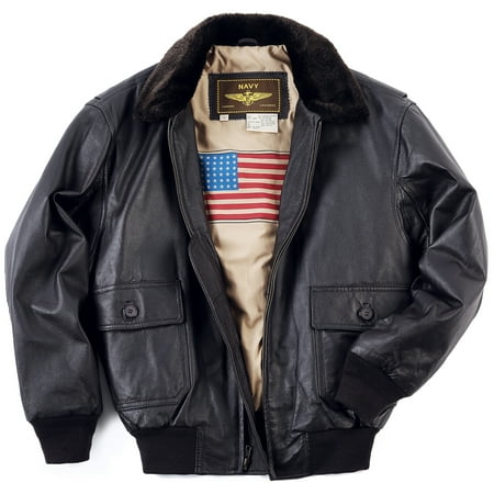 Landing Leathers Mens Navy G-1 Leather Flight Bomber Jacket (Regular & (Best Leather Jackets For Men)