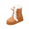 thumbnail image 2 of Women's Winter Faux Fur Trim Snow Boots, Platform Faux Suede Lace-Up Warm Outdoor Boots, 2 of 8