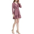 thumbnail image 4 of Allegra K Women's Swiss Dots Tie Waist Chiffon Ruffle Dress XS Dusty Pink, 4 of 7