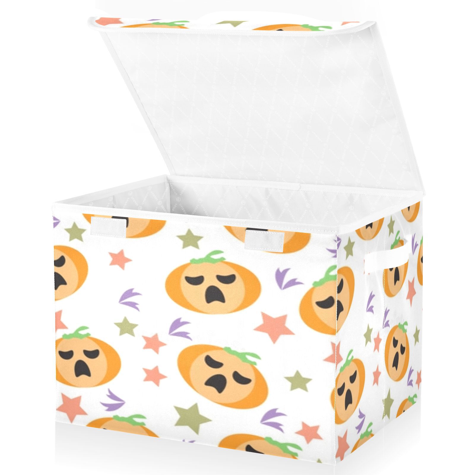 Halloween pumpkins stars pattern Large Storage Bins with Linen Collapsible Foldable Storage Cubes Fabric Closet Organizer Containers box with Flip-Top