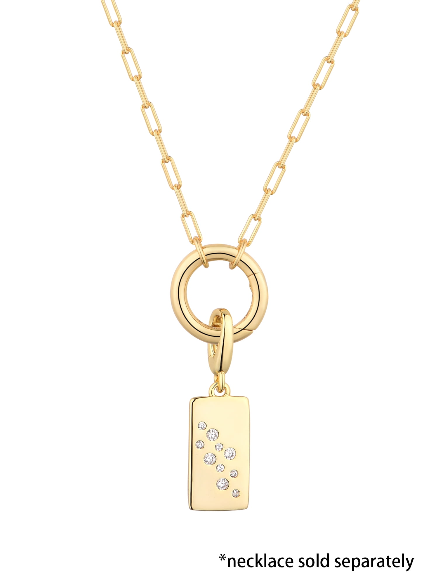 Brilliance Fine Jewelry Simulated Diamonds Rectangle Charm in 14KT Gold Plated Sterling Silver