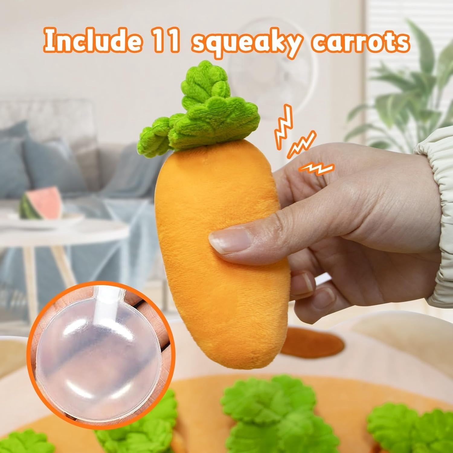 Plush Puzzle Toys for Small Dogs Hide and Seek Squeaky Carrots Dog Toys, Carrot Dog Enrichment Toys Includes 11 Carrots Toys, Pink