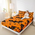 thumbnail image 4 of jejeloiu Spooky Halloween Bat Twin Sheet Sets,Trick Or Treat Twin Fitted Sheet,Black Spider Webs Flat Sheet For Children,Microfiber Bedroom Decor,3pcs, 4 of 7