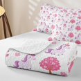 thumbnail image 4 of Metsweet Floral Unicorn Bed Spread Queen, Chic Flowers Queen Coverlet Set, Pink Purple White, 4 of 7