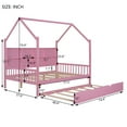 thumbnail image 2 of Harper & Bright Designs Full Size House Bed with Trundle and Storage Shelves Kids Montessori Bed Wood Playhouse Tent Bed Frame for Girls Boys, Pink, 2 of 9