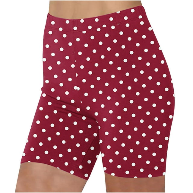 Penkiiy Shorts de Cycliste Taille Haute pour Femmes - Shorts de Sport Doux pour Entraînement Yoga Course TG Rouge