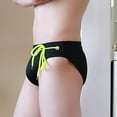 thumbnail image 5 of Pitauce Men's Quick Dry Swim Briefs Solid Color Bikini Swimwear Low Waist Swimsuit Swimming Briefs Bathing Suit with Drawstring, 5 of 6