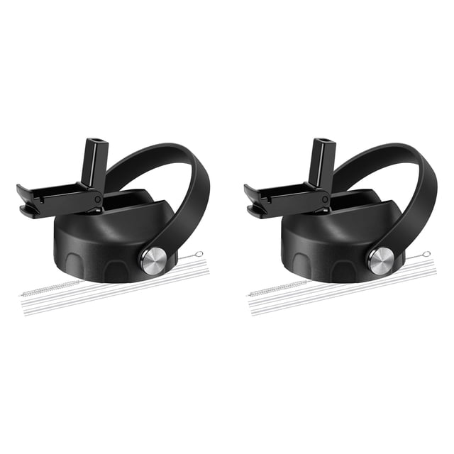 2X Tapas de Repuesto A Prueba de Polvo y Fugas con Pajita para de Agua de Boca de 12/16/18/20/32/40/64 Oz