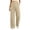 Khaki, variant on Qingpeng Womens Curved Seam Wide Leg Sweatpants Drawstring High Waist Loose Casual Solid Color Long Pants with Pockets