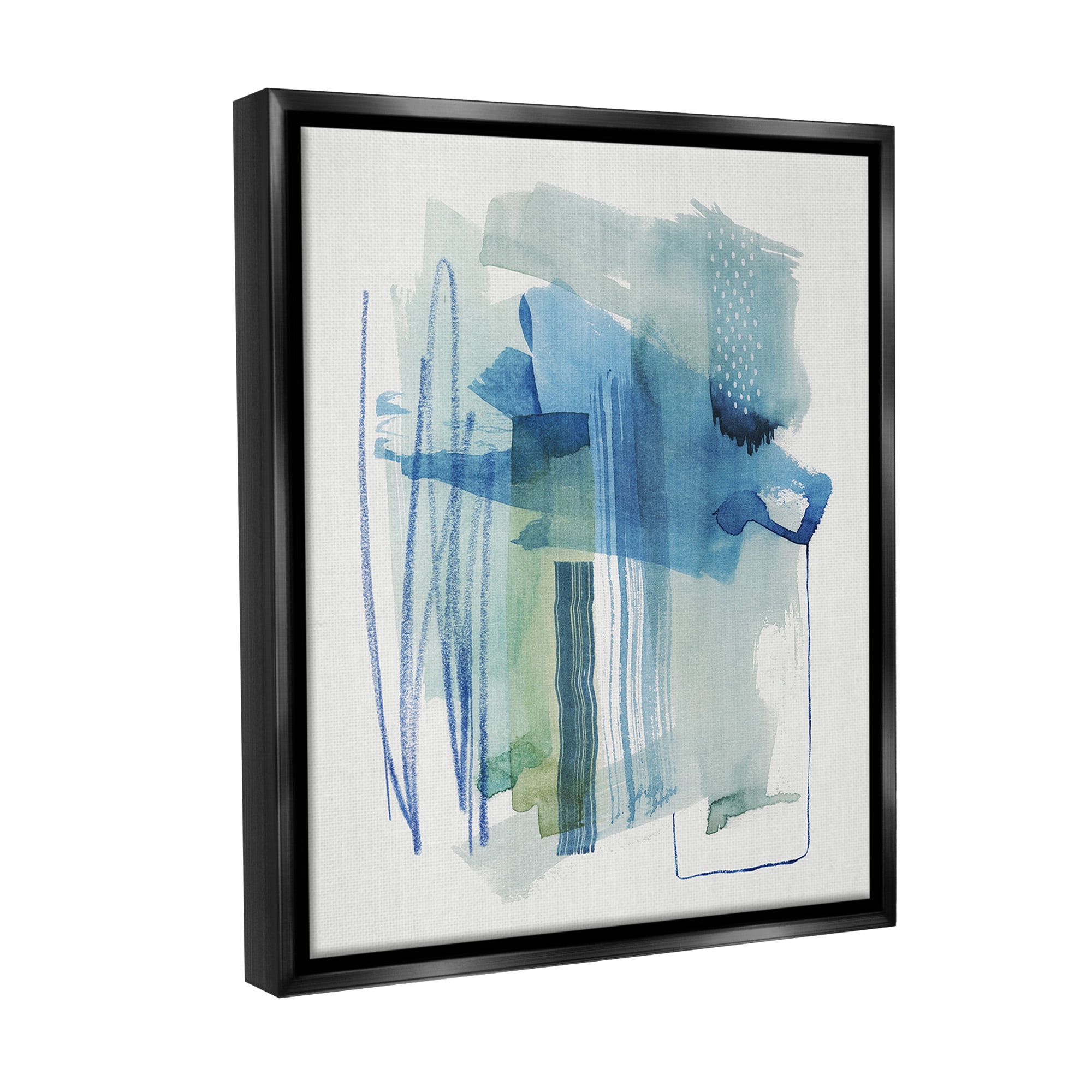 Stupell Industries Chaotic Nautical Abstraction Abstract Painting Black Floater Framed Canvas Art Print Wall Art, 25 x 31