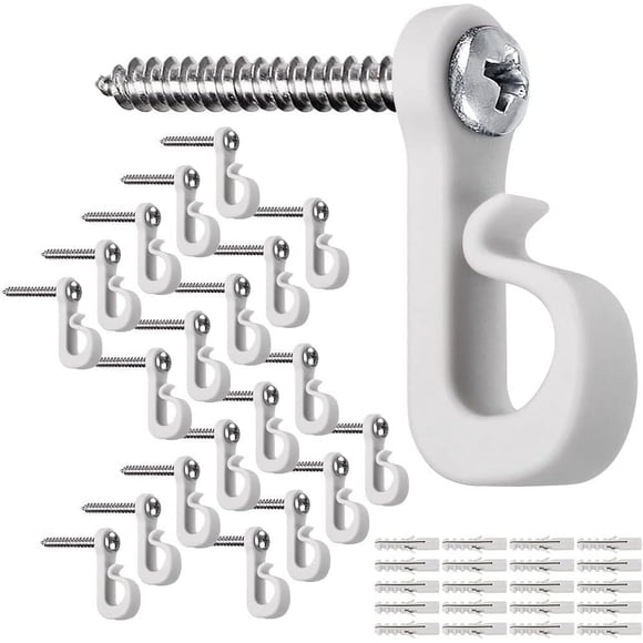 EIGTHTAIL 40pcs Light Hanger Hooks for Outdoor String Lights  Screw Hooks for Hanging Christmas Light  Light Wire and Led Light Clips  Wall Patio Hooks for Garage New Year Holiday Party