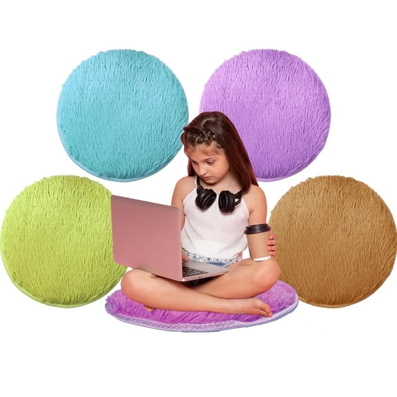 Kids Carpet Circle Seats 4 Pcs 16" Kids Round Floor Cushions Soft Warm Floor Rug Mat for Home, Classroom, School Story Time, Group Activity Educational Learning Playing Areas, Pet Pad