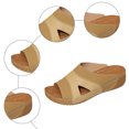 thumbnail image 5 of Modisza Wedge Slip on Slides for Women Arch Support Low Heel Sandals Orthopedic Summer Walking Shoes for Ladies Vacation size 6.5 Brown, 5 of 6
