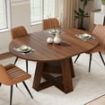 thumbnail image 6 of Hawsaiy Extendable Round to Oval Dining Table Set for 4–6, Space-Saving Wooden Table with Hidden Storage, Expandable Dining Table with Upholstered Chairs(Walnut Table+4 Brown Chairs), 6 of 10