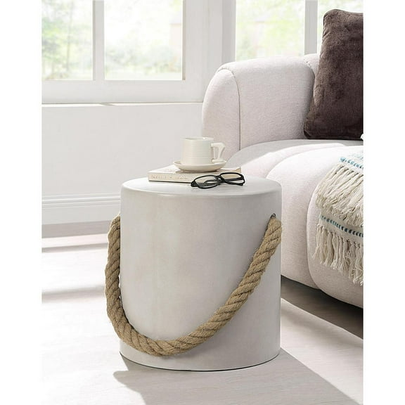 ACME Gene Environmental Friendly Cement Concrete Accent Table in Natural Gray
