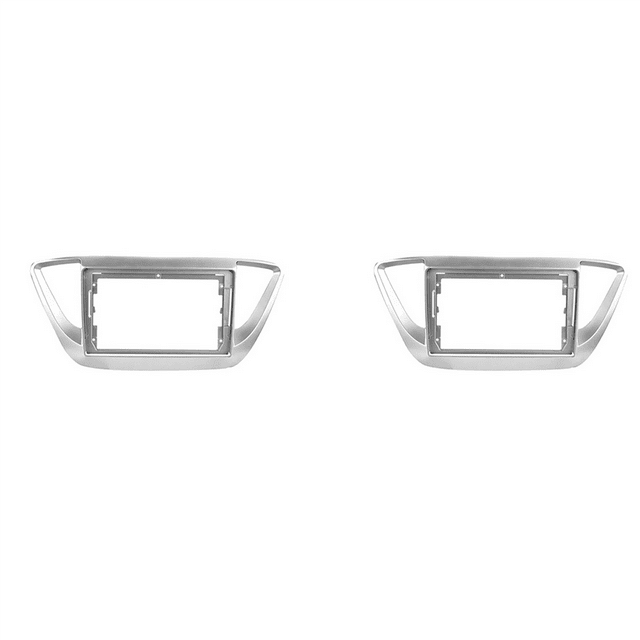 2X 2Din 9Inch Car Stereo Radio DVD Panel Facia Frame Trim for 2 Accent 2017-2018,2 x Car Radio Panel Frame,Silver