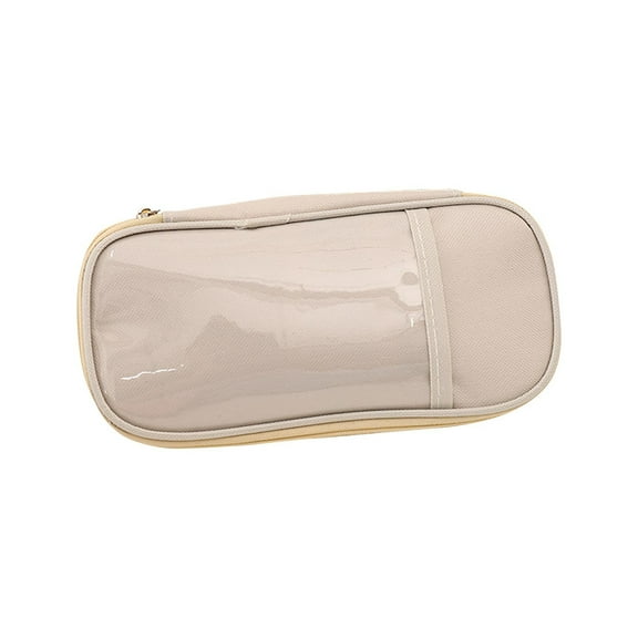 Matoen Big Capacity Pencil Case Pouch Bag Pen Box Beige Zipper Stationery Bag with Compartments for Teen Adults Student Teen High Office Supplies