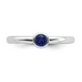 thumbnail image 4 of 925 Sterling Silver Stackable Expressions High 4mm Round Cr. Sapphire Ring Size: 7; for Adults and Teens; for Women and Men, 4 of 5