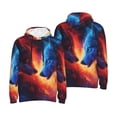 thumbnail image 6 of Bingfone Red And Blue Fire Wolf Men's Drawstring Hoodie Long Sleeve Pocket Sweatshirts-Small, 6 of 6