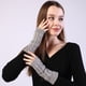 thumbnail image 4 of 2 pares de calentadores de brazos de invierno para mujer, guantes cálidos sin dedos tejidos a mano, 4 of 7