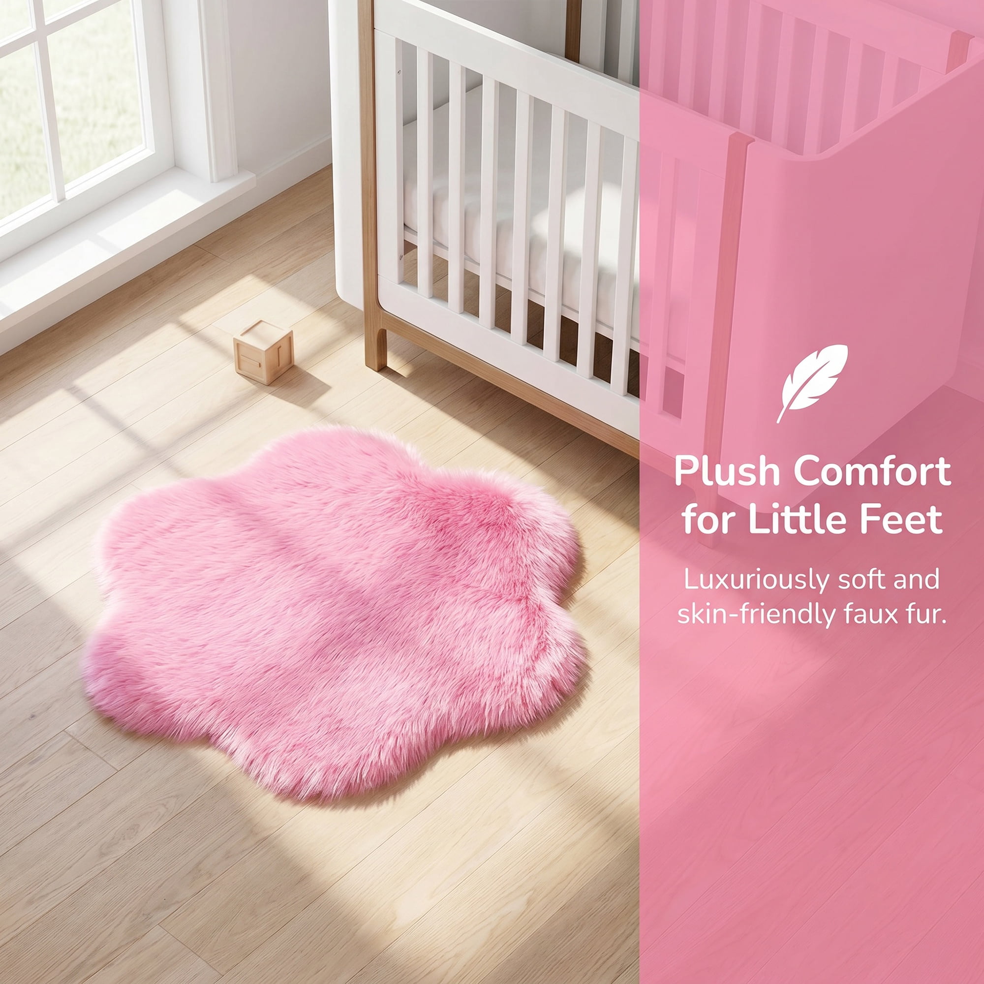 Unique Bargains Shaggy Flower Area Rug Fluffy Non-Slip Fuzzy Carpet 24" x 24" Pink