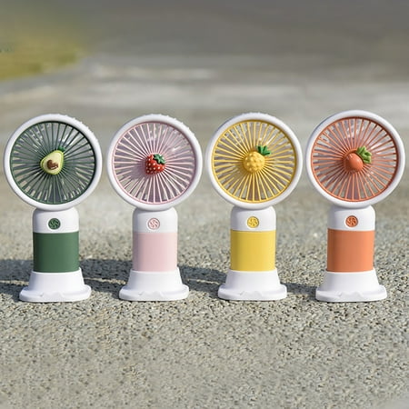 

Fairnull Mini Fan Multifunctional Cool Rechargeable Summer Cartoon Fruit Handheld Mini Fan Phone Rack for Dormitory