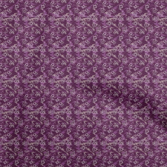 oneOone Viscose Chiffon Purple Fabric Galaxy Craft Projects Decor Fabric Printed By The Yard 42 Inch Wide