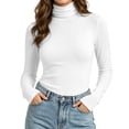 thumbnail image 2 of XRoczxe Women's Turtleneck Long Sleeve Shirt, Soft Stretchy Slim Fit Mock Neck Top, Casual Basic Solid Color Tee for Fall Winter Layering & Daily Wear, 2 of 9