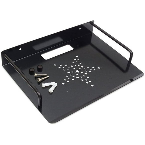 Aluminum Alloy Wall Shelf Bracket, Bracket for TV Box, Apple TV, Roku 3/2, Router, Mini PC, TV, Accessories, DVD (1 Tier, Black)