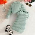 thumbnail image 4 of Gelikeya Girls 2 Piece Outfits Vertical Stripes Long Sleeve Sweater Crop Tops Camisole Pencil Dress Set Baby Clothes (Light Green, 9-12 Months), 4 of 8